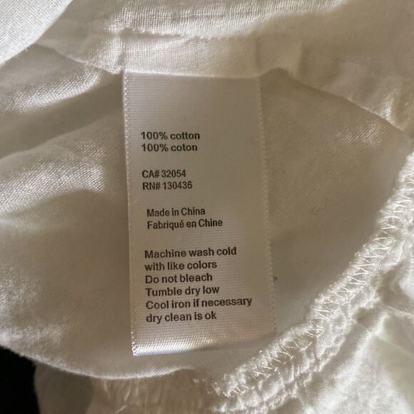 Anthropologie Lili’s Closet Extra Small Strap Tunic White 100% Cotton Pleated - Picture 9 of 9